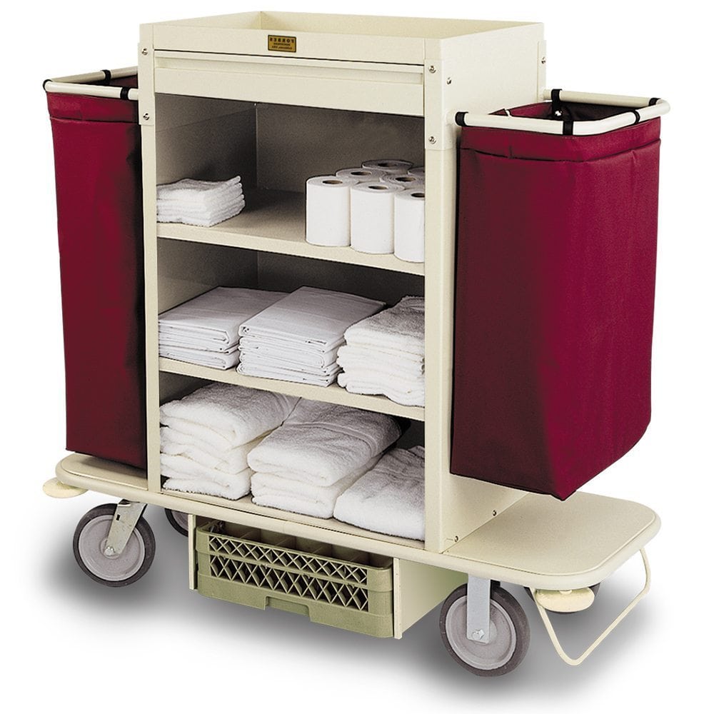 Plastic Housekeeping Cart, Deluxe Premium w/ Doors