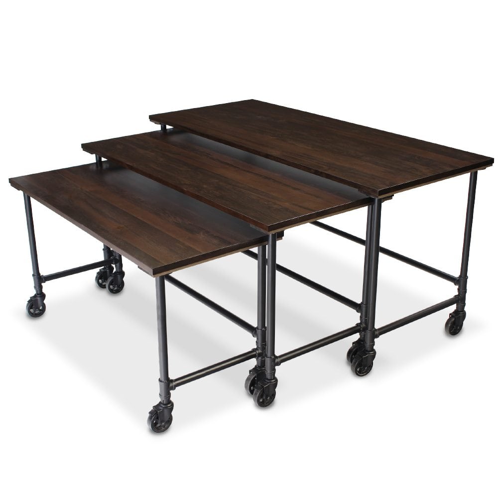 Nesting tables on sale on wheels