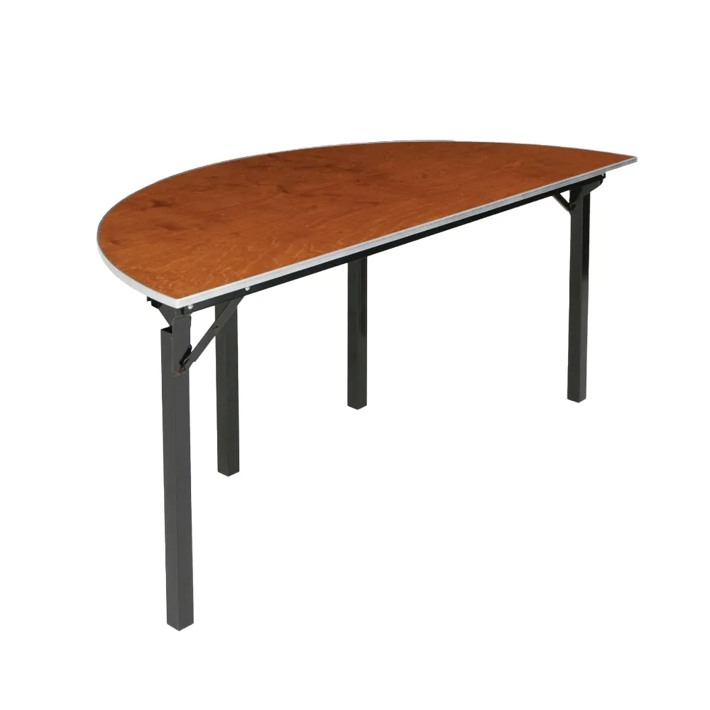 600 Series Wood Top Folding Banquet Table - 36" x 72" Half-Round
