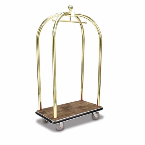 2422 Birdcage Luggage Cart in Bracken Vinyl deck and polished brass frame