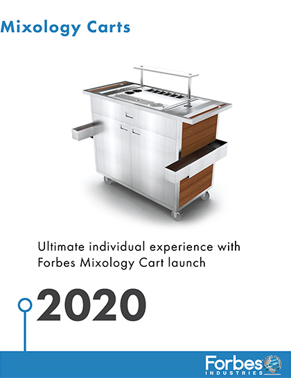 Archival Forbes history slide documenting the mixology carts launch in 2020